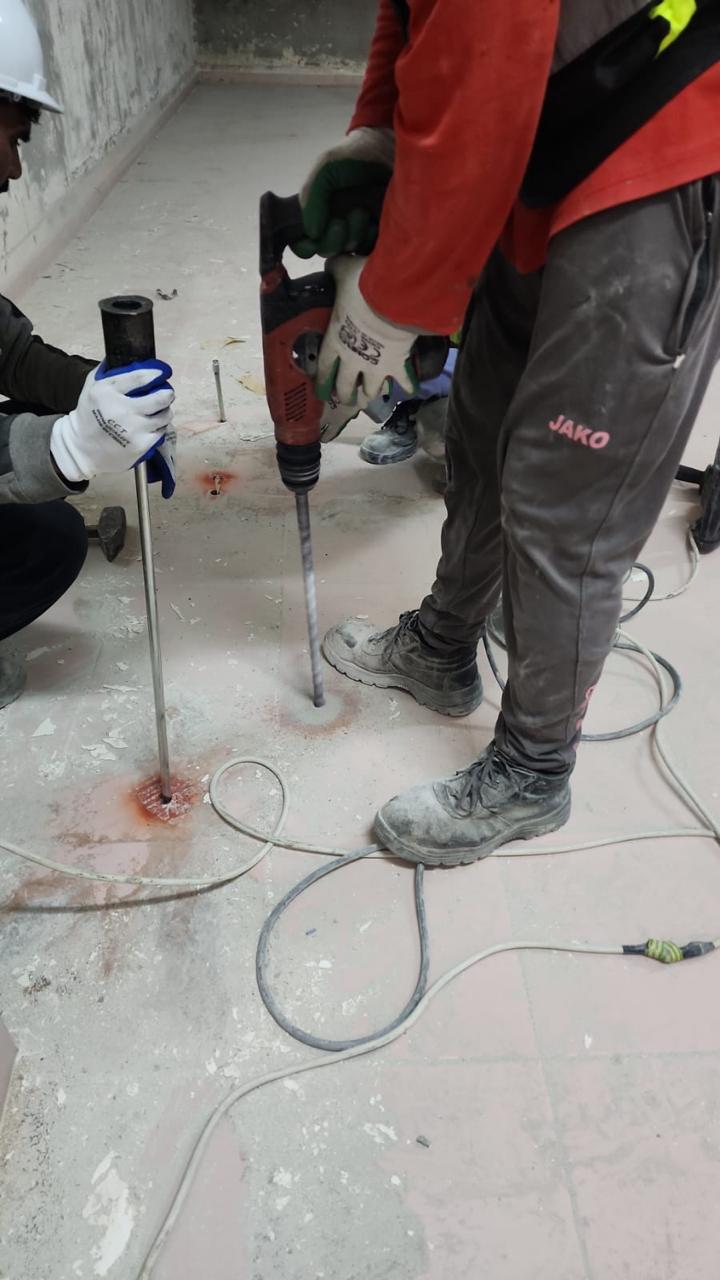 Polyurethane injection of the first elementary school building